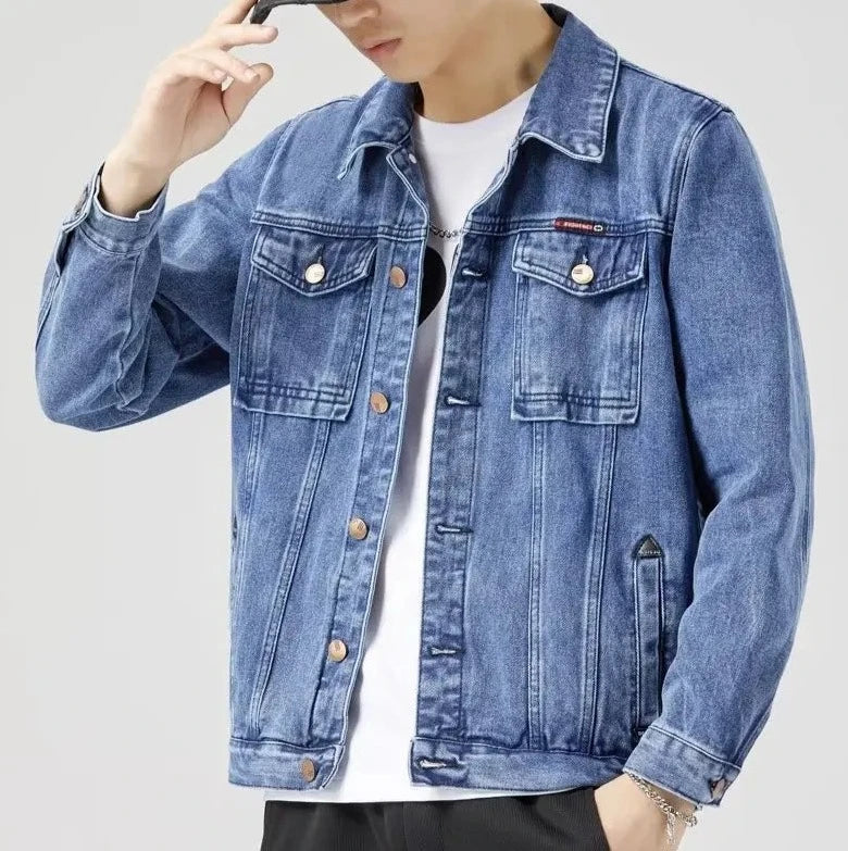 2024 Jacket Men's Casual Cotton Black Denim Jaqueta Jeans Masculina Slim Washed Retro Classic Blue Jeans Coat Male Men Clothing  Amaijoin