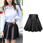 Load image into Gallery viewer, Women Faux Leather Skirts High Waist Elastic Mini High Waist Short Skirt Multipurpose For Skater Work Nightclub  Amaijoin
