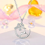 Load image into Gallery viewer, 925 Sterling Silver Moon Necklace Pendant Zircon For Women Fashion Exquisite Student Girlfriend Jewelry Accessories Heart Gift  Amaijoin
