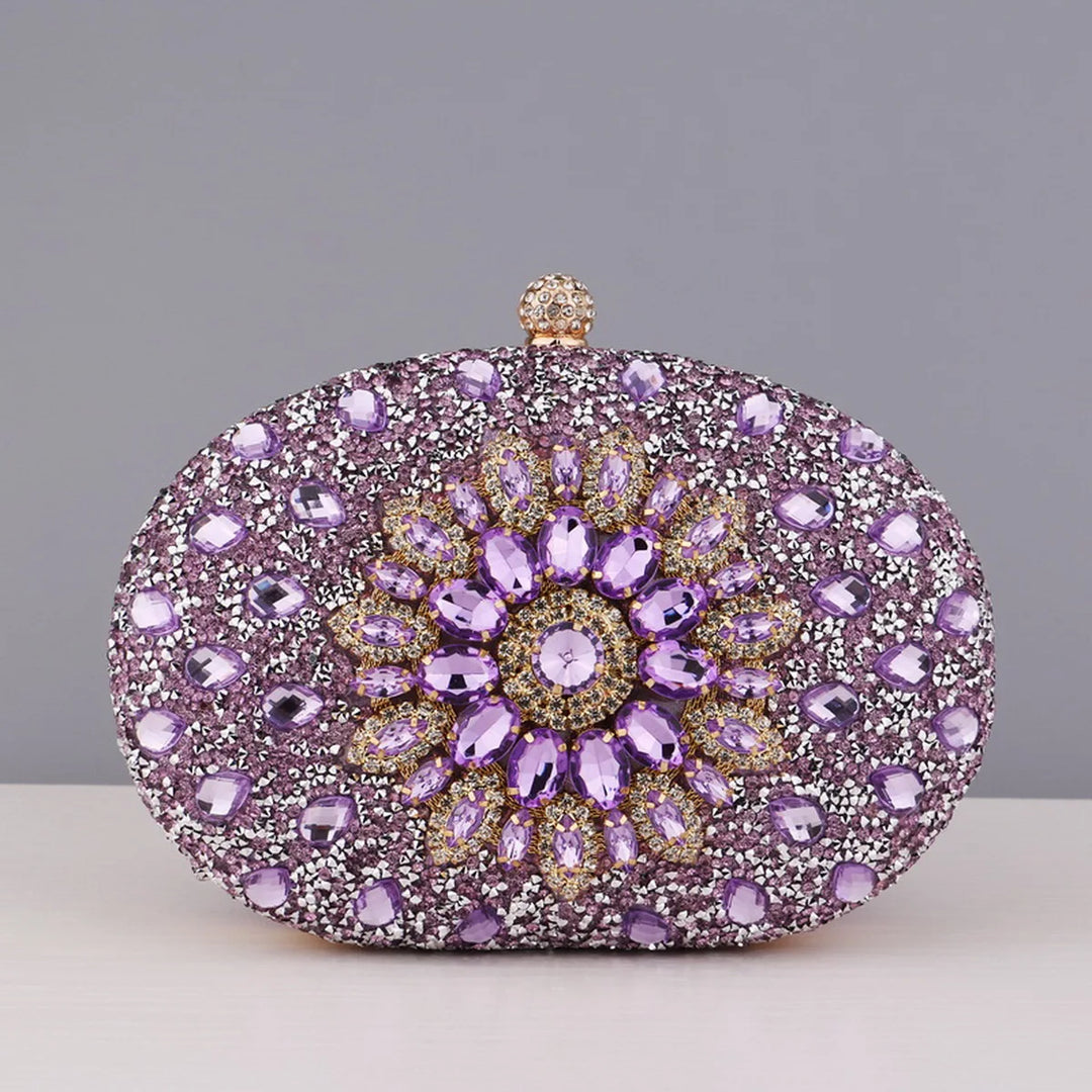 Flower Rhinestones Evening Bags Metal Prom Clutch Diamonds Clutch With Chain Shoulder Handbags Wedding Female Purse  Amaijoin