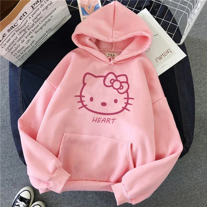 Women 90s Y2k 2000s Hoodies Hello Kitty Hip Hop Hoodie Sanrio Sweatshirt Clothes Tops Sweatshirt Clothing Streetwear  Amaijoin