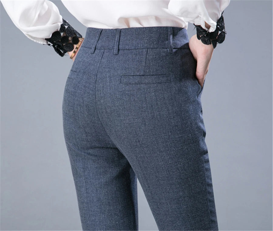 High Waist Formal Ankle Length Pants Women Casual Classic Slim Pantalones Korean Office Pencil Sweatpants Straight Suit Trousers  Amaijoin