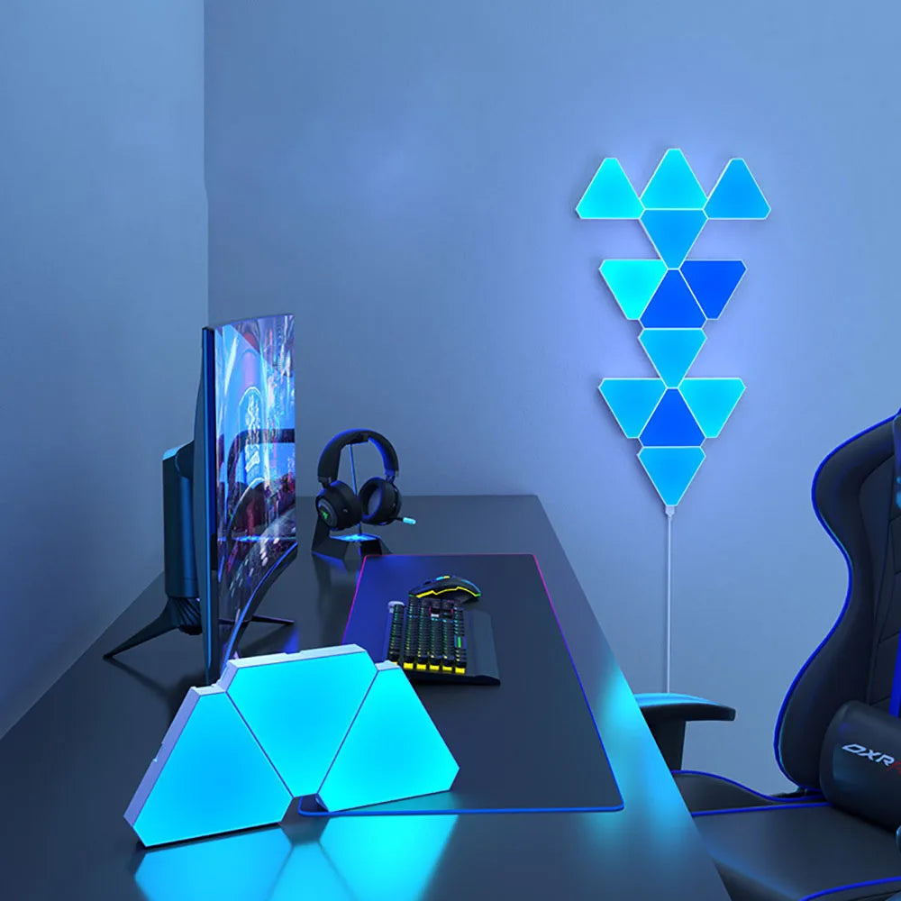 LED Triangular Quantum Lamp RGB Wall Lamp Smart Pickup Rhythm Background Light For Bedroom Bedside Night Light Office Decoration  Amaijoin