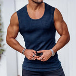 Load image into Gallery viewer, Summer Men Vest stripe gym Tank Top Men Male Exercise Sport Vest Undershirt Bodybuilding Clothing O-neck Sleeveless Vests Skinny  Amaijoin
