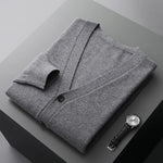 Load image into Gallery viewer, 100% merino wool men&#39;s cardigan cashmere sweater autumn and winter new knitted coat solid color long sleeve high quality coat  Amaijoin
