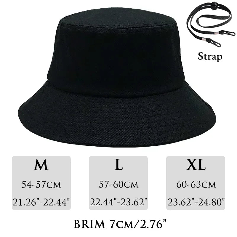 Big Head Man Large Size Bucket Hats Boy 60-63cm Plus Size Summer Fisherman Cap Women‘s 54-57cm Pure Cotton Panama UPF50+ Sun Hat  Amaijoin