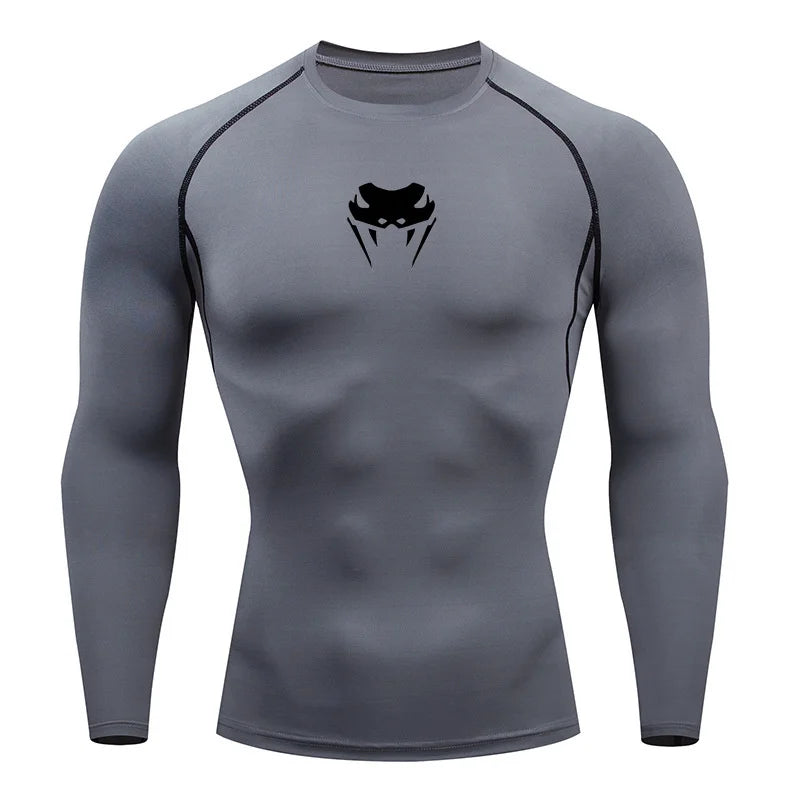 Men O-Neck Compression Shirt Gym MMA Long or Short Sleeve T-shirt Men's Fitness Bodybuilding Clothes Rashguard Sports Top Tees  Amaijoin