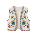 Load image into Gallery viewer, UNIZER 2023 Autumn/Winter New Women&#39;s Ethnic Retro Flower Embroidery Open Front Vest with Tank Top  Amaijoin
