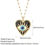 Load image into Gallery viewer, Boho Heart Evil Blue Eye Necklace for Women Collares Cute Sun Butterfly Gold Color Pendant Long Stainless Steel Chains Choker  Amaijoin
