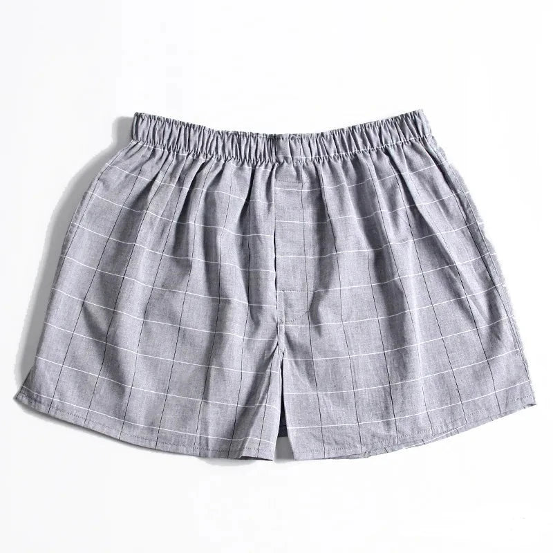 Summer thin Fashion casual plaid sleep bottoms men 100% cotton shorts sleepwear male pajamas Arrow pants S  Amaijoin