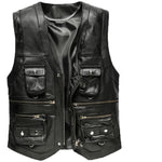 Load image into Gallery viewer, 2023 Cowhide Genuine Leather Vest Men Waistcoat Male Sleeveless Jacket Thick Motorcycle Vest Multi Pocket leather biker vest  Amaijoin
