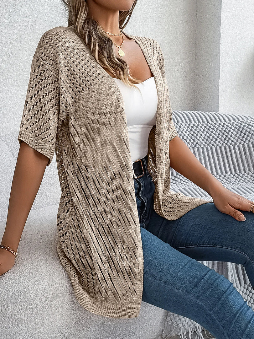 Spring Summer Knitted Cardigan Casual Hollow Out Sun Proof Tops for Women  Amaijoin