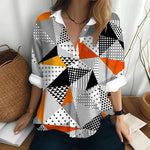 Load image into Gallery viewer, Autumn Women&#39;s Shirt Polo Collar Long Sleeve T-shirt Fashion Print Top Fashion Party Trend Women&#39;s Shirt Button Casual T-shirt  Amaijoin
