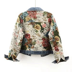 Load image into Gallery viewer, 2024 Spring Autumn New Print Denim Jacket Splicing Long Sleeve Lapel Pocket Denim Tops Women&#39;s Short Jacket Fashion Cowgirl Coat  Amaijoin
