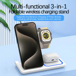 Load image into Gallery viewer, 30W LED Fast Wireless Charger Stand 3 in 1 Foldable Charging Station For iPhone 15 14 13 12 11 Apple Watch 9 8 7 6 5 Airpods Pro  Amaijoin
