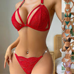 Load image into Gallery viewer, Sexy Elegant Lace Lingerie Set Women&#39;S Casual Solid Color Embroidery Belt Underwear Suits Hollow Deep V Lingeries Sets Sexy  Amaijoin
