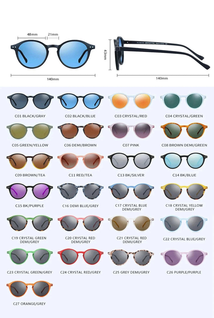 ZENOTTIC Retro Polarized Sunglasses 2023 2022 Men Women Vintage Small Round Frame Sun Glasses Polaroid Lens UV400 Goggles Shades  Amaijoin