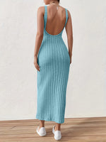 Load image into Gallery viewer, Solid Backless Tank Dress，Summer new sexy backless mid-length knitted sleeveless dress  Amaijoin
