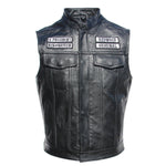 Load image into Gallery viewer, Sons of Anarchy Embroidery Motorcycle Vest Men Leather Sleeveless Jacket Real Cowhide Leather Club Riding Biker Vests M008  Amaijoin
