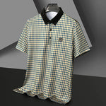 Carregue a imagem no visualizador da Galeria, New Men&#39;s Plaid Badge Short Sleeved POLO Shirt Summer Casual Top  Amaijoin
