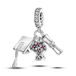 Carregue a imagem no visualizador da Galeria, Charms Plata De Ley 925 Evil Blue Eyes Silver Sun Star Elk Dinosaur Flower Charm of Original Fits Women Anniversary DIY Jewelry  Amaijoin
