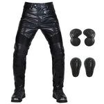 Load image into Gallery viewer, NEW Motorcycle Riding Jeans Motocross Racing Pants PU Leather Biker Trousers Waterproof Windproof Men With 4X CE Knee Hip Pad  Amaijoin
