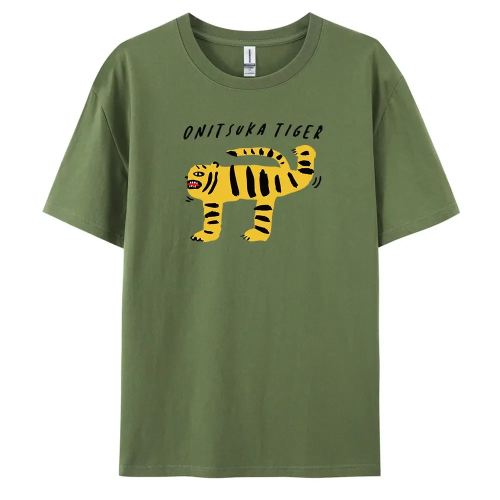 Tiger T-Shirt with Harajuku Style, Short Sleeves and 100% Cotton Fabric for Fashionable Look  Amaijoin