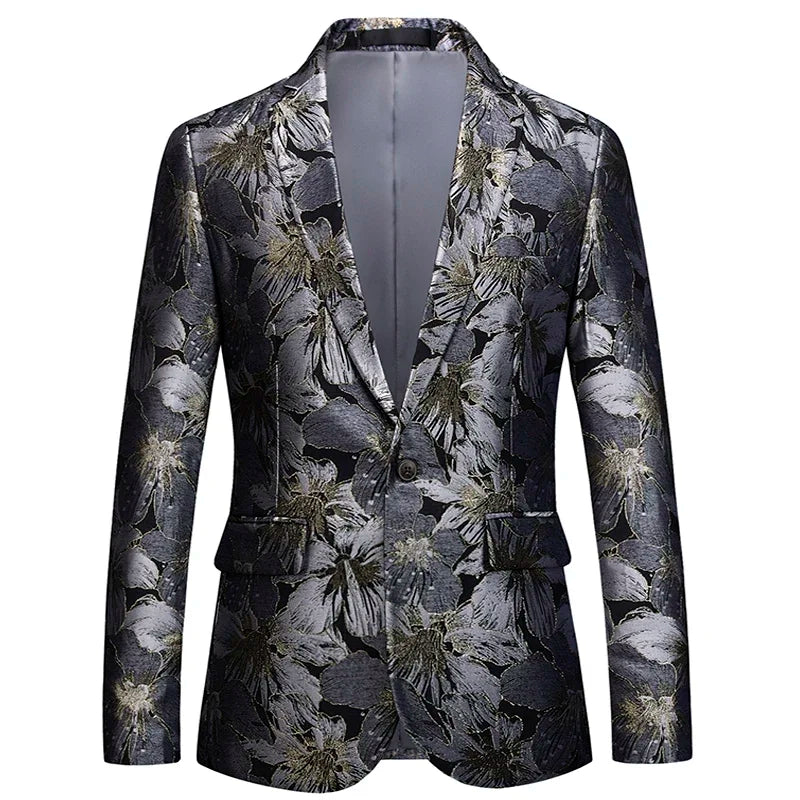 2023 Fashion New Men's Casual Boutique Business Holiday Flower Suit / Male Slim Floral Blazer Jacket Coat  Amaijoin