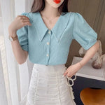 Load image into Gallery viewer, Camisa Puff Beading Lace Up  Amaijoin
