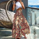 Load image into Gallery viewer, Summer Fashion High Waist Thin Printing Female Skirts Commute Elegant Elastic Waist Bohemia Holiday A-line Skirt Versatile Dress  Amaijoin
