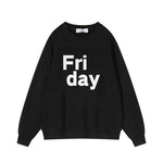 Load image into Gallery viewer, Women Soft O Neck Ladies Vintage Pullovers Casual Tops Hirsionsan 2024 New Spring Autumn Casual “Friday” Letter Print Sweatshirt  Amaijoin
