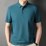 Load image into Gallery viewer, High quality wrinkle resistant ice silk short sleeve t-shirt men&#39;s summer Lapel loose casual solid color top high-end polo men  Amaijoin
