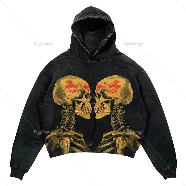 Street Punk Wind Ninja Printed Long-sleeved Hoodies Couples Hip-hop Street Y2k Loose Fashion Oversized Hoodies Harajuku Goth Top  Amaijoin