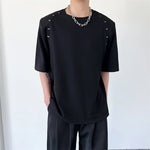 Load image into Gallery viewer, NOYMEI Summer niche metal decoration shoulder pads short sleeves simple all-match 2024 new round neck trendy male top WA3867  Amaijoin
