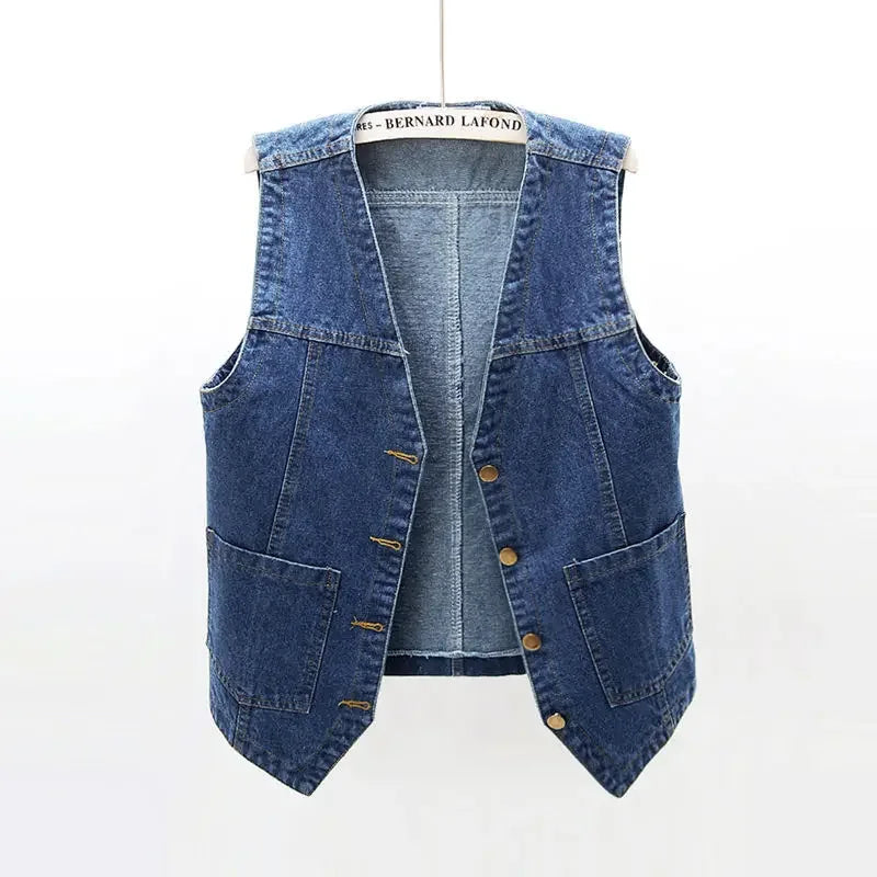 Woman Jacket Vest Spring Summer Denim Vest Women's Short Loose Sleeveless Coat Vest Chaleco Mujer  Amaijoin