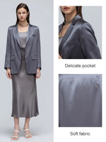 Load image into Gallery viewer, ZEAMOD Ladies 30 Momme 100 Silk plain crepe satin women solid color comfort suit jacket  Amaijoin
