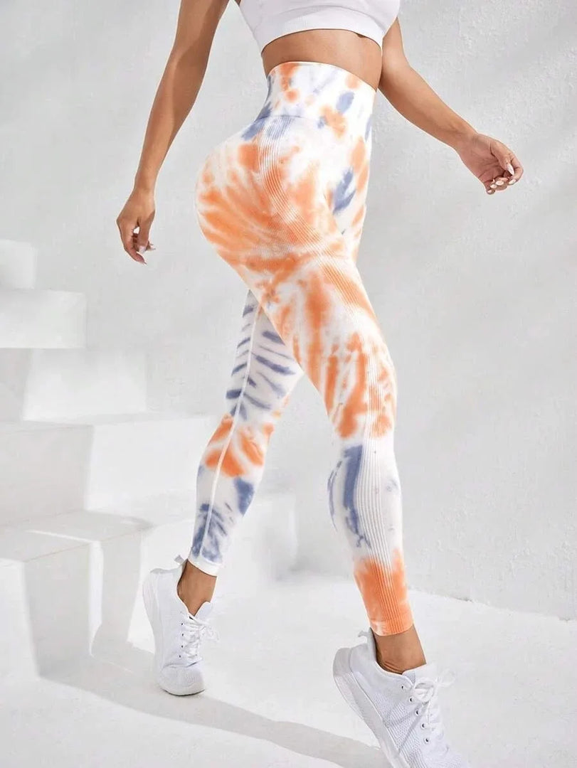 New 3D Print Tie Dye Sports Pants Women Seamless  Leggings High Waist Fitness Push Up Leggings Gym Clothing Workout Tights  Amaijoin