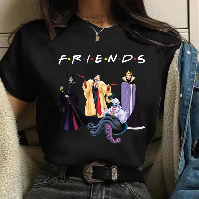 Summer Funny Villains Graphic Print Women Tshirt Harajuku 90s Girl Tees Short Sleeves T Shirts Female Streetwear Tops  Amaijoin