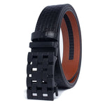 Load image into Gallery viewer, 2023 Men Belt Metal Luxury Brand Automatic Buckle Plaid Genuine Leather Belts for Men Waist Strap Black Male  Amaijoin
