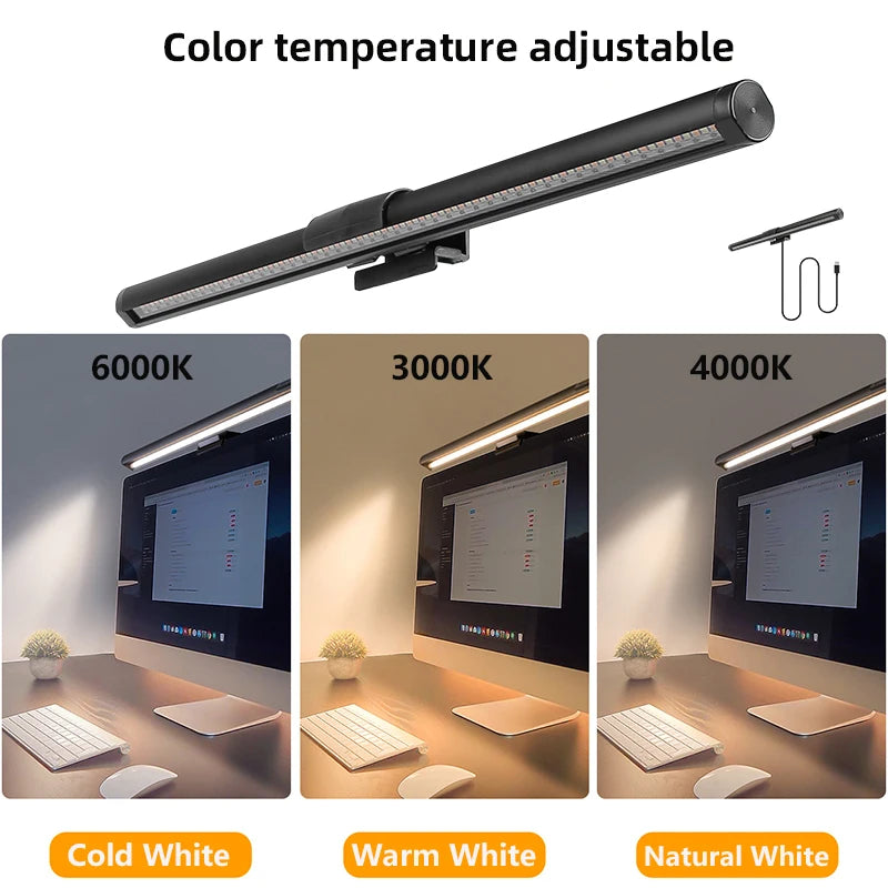 LED Computer Light Screen Light Stepless Dimming Reading Light Desk Lamp USB Lamp RGB Backlight  Monitor Light Bar Office Light  Amaijoin