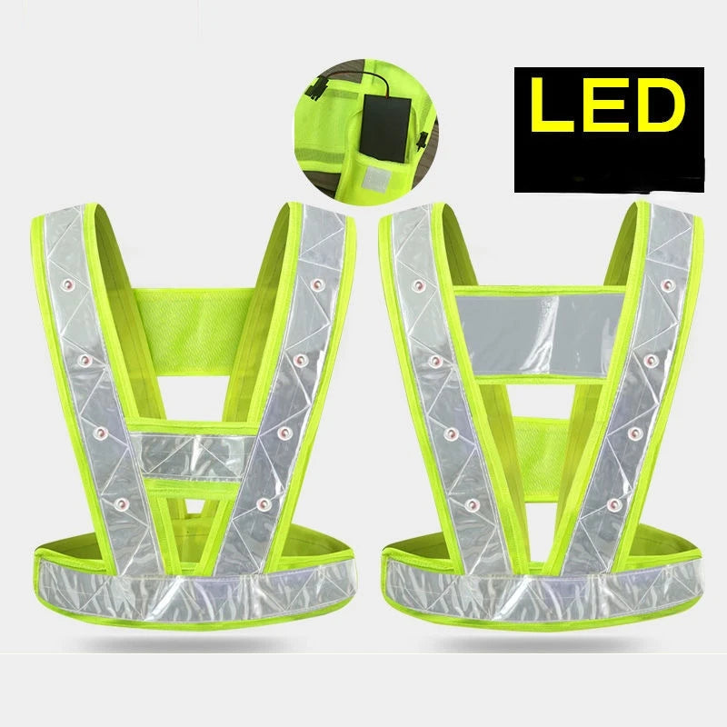 High-visibility LED Luminous Ves Reflective Harness for Night Running and Cycling Safety Warning Light USB Rechargeable Vest  Amaijoin