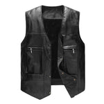 Load image into Gallery viewer, Hot Sale Mens PU Leather Vest Thick Warm Male Overcoat Plus Size safety biker Vests Outwear Fashion Waistcoat tactical vest  Amaijoin
