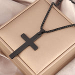 Load image into Gallery viewer, 316L Stainless Steel Cross Necklace For Men Chain Necklaces Punk Gold Silver Black Color Cross Pendant Necklace  Jewelry  Amaijoin
