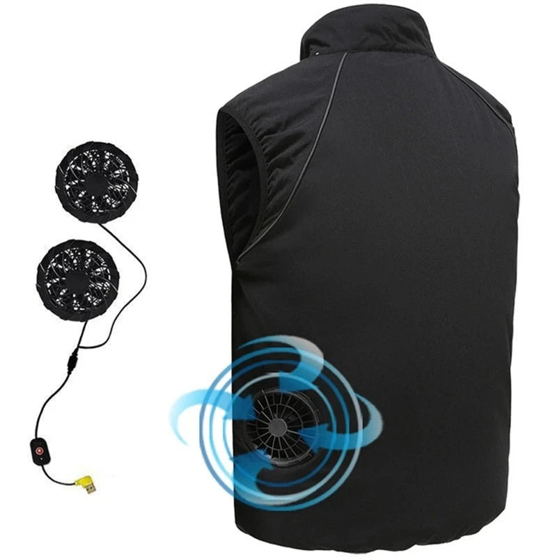 Men Summer Air Conditioning Clothing Fan Cooling Vest 2022 New USB Charging Cooling Sport Man Outdoor Solid Color Coat Plus Size  Amaijoin