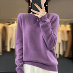 Load image into Gallery viewer, Warm Sweater for Women Wool Soft O-neck Pullover Autumn Winter Casual Knit Top Solid Color Regular Female Knitwear Woolen Woman  Amaijoin
