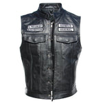 Load image into Gallery viewer, Sons of Anarchy Embroidery Motorcycle Vest Men Leather Sleeveless Jacket Real Cowhide Leather Club Riding Biker Vests M008  Amaijoin
