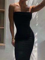 Load image into Gallery viewer, Summer Black Sexy Dress Women Streetwear Sleeveless Backless Solid Spaghetti Strap Bodycon Casual Clubwear Elegant Party Dresses  Amaijoin
