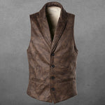 Load image into Gallery viewer, Retro Suede Vest Men Vintage Style Slim Fit Autumn Winter Mens Sleeveless Jacket V Neck Warm Waistcoat  Amaijoin
