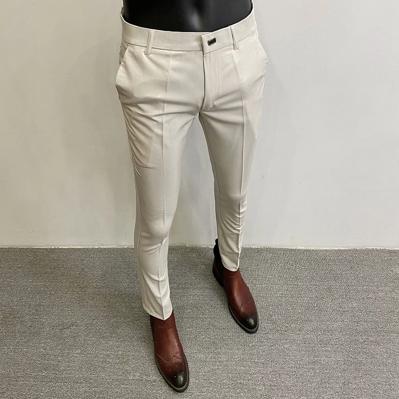 Men Suit Pants Dress Pantalone Hombre Stretch Slim Formal Trousers Calça Masculina Solid Color Casual Pants Fashion Men Clothing  Amaijoin