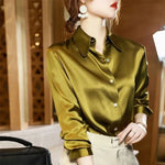 Load image into Gallery viewer, Lucyever High Quality Imitation Silk Blouse Women Fashion Long Sleeve Loose Satin Blouses Korean Style Office Lady Stand Shirts  Amaijoin
